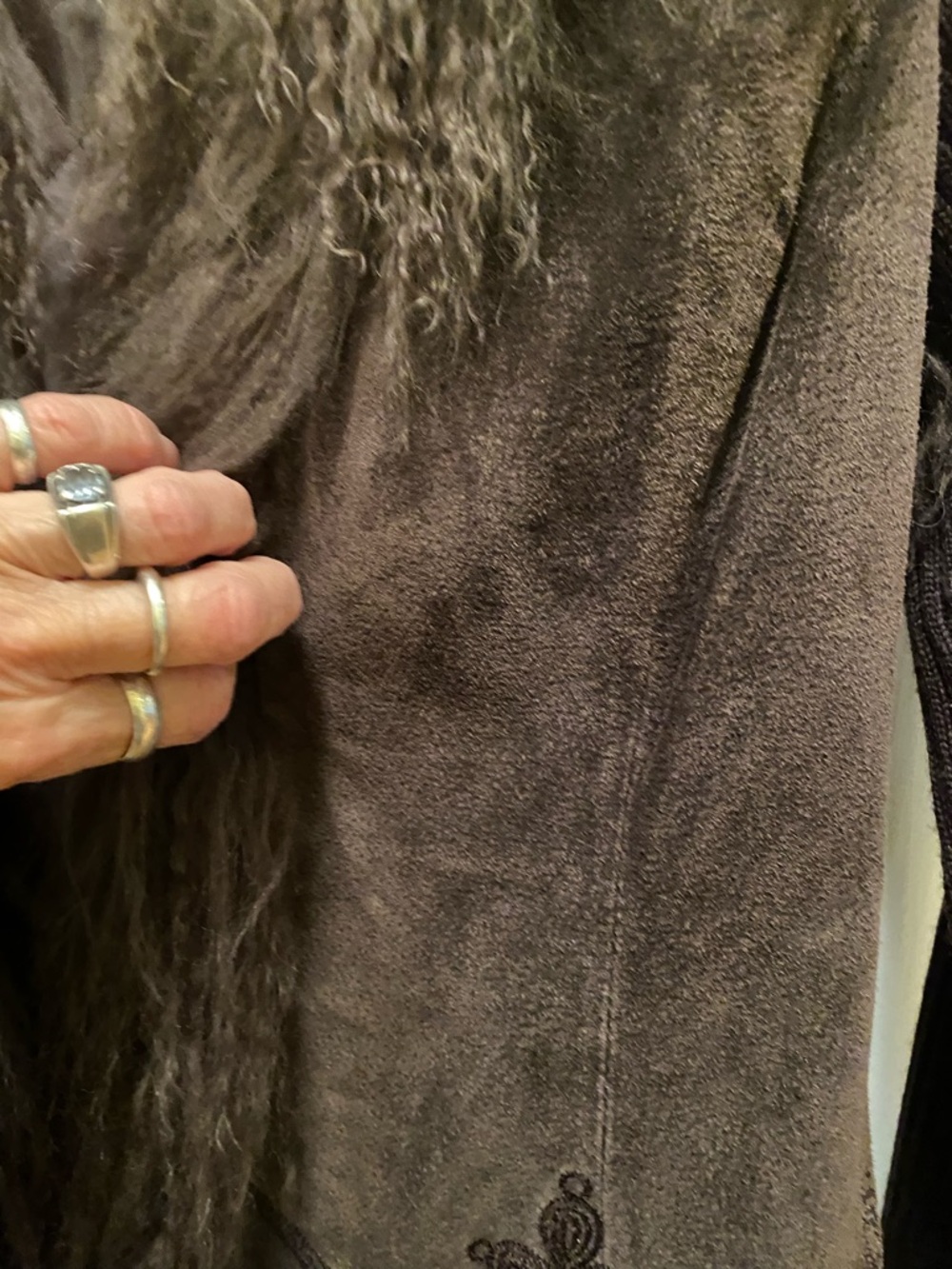 “if it were me”Chocolate Brown Real  FurTrim Suede Knit Sleeve Jacket - Picture 4 of 10
